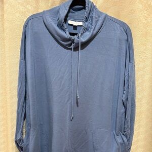 Chico's Blue Cowl Neck Sweatshirt